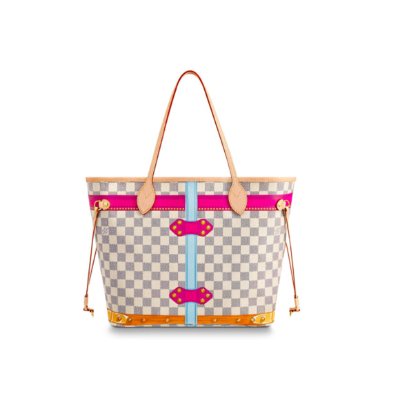 Louis Vuitton Neverfull MM Portofino Damier Azur Summer Trunk Bag Purse Rare LTD - Picture 5 of 16